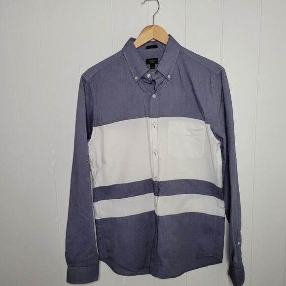 J Crew Shirt Mens Size Small Blue White Color Block Preppy Button Up - Picture 4 of 9